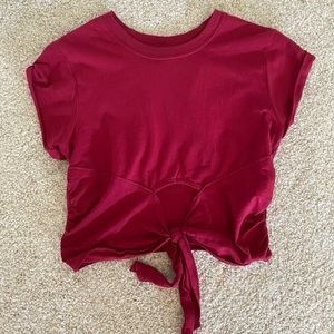 Pink crop top with tie in front